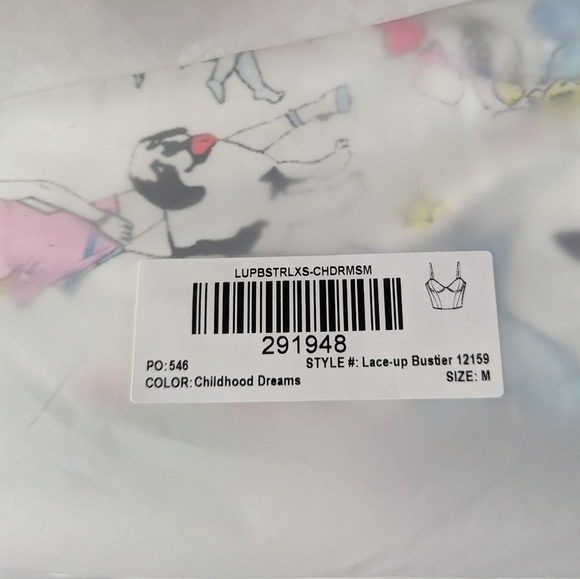 NWT Parade Afterglow Lace-Up Corset Glow Satin Top in Summer Doodles Size‎ L - Picture 7 of 7